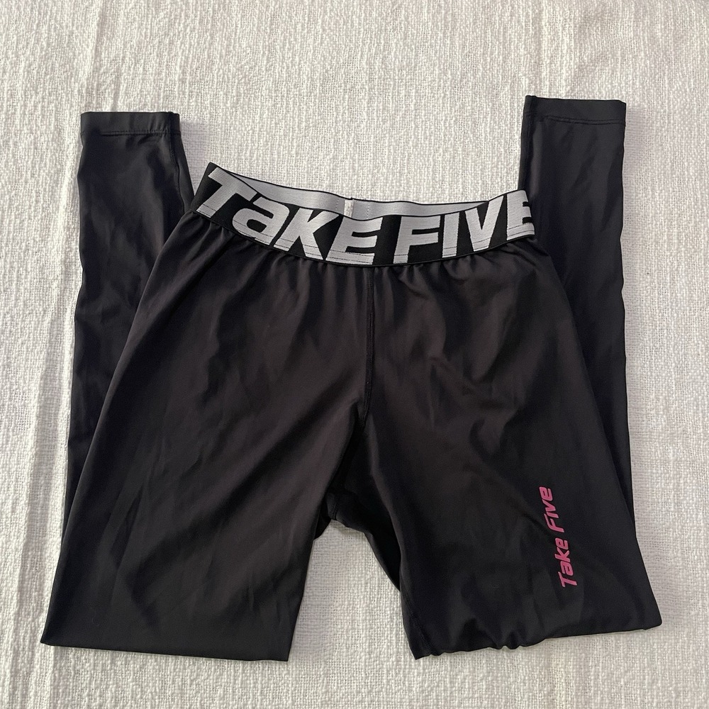 Take Five Women's Medium Black Stretch Pull On Athletic Leggings Biking